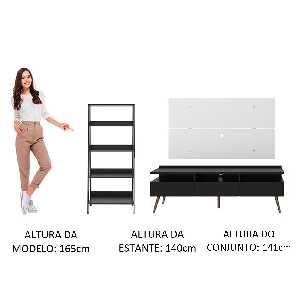 Centro Entretenimiento para TV Londres Mesa y Panel + Estante Librero