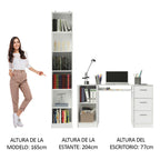 Escritorio de Oficina 173 cm Alaska + Mueble Estante Librero Blanco Madesa