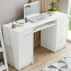 Escritorio de Oficina Alaska 136 cm + Mueble Estante Librero Blanco Madesa