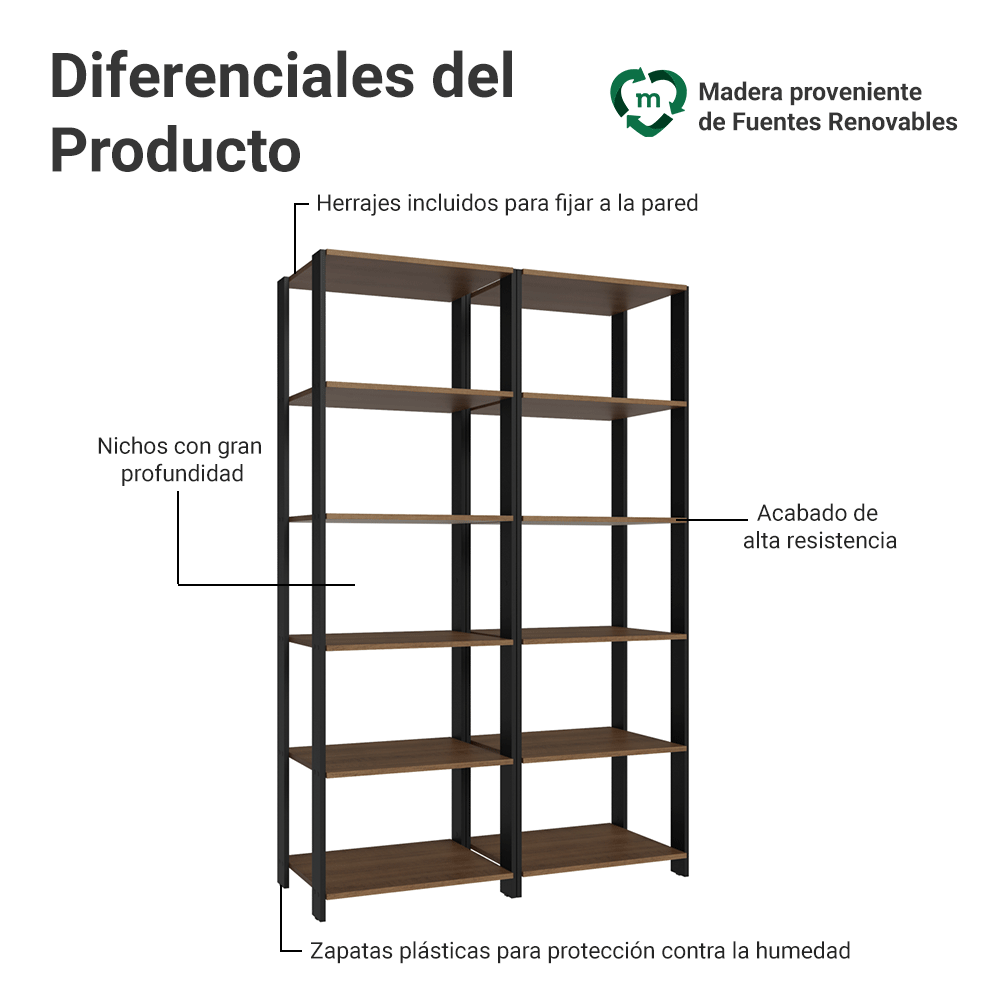 Armário Estante Multiuso para Oficina con 10 Niveles 118 cm Marrón/Negro