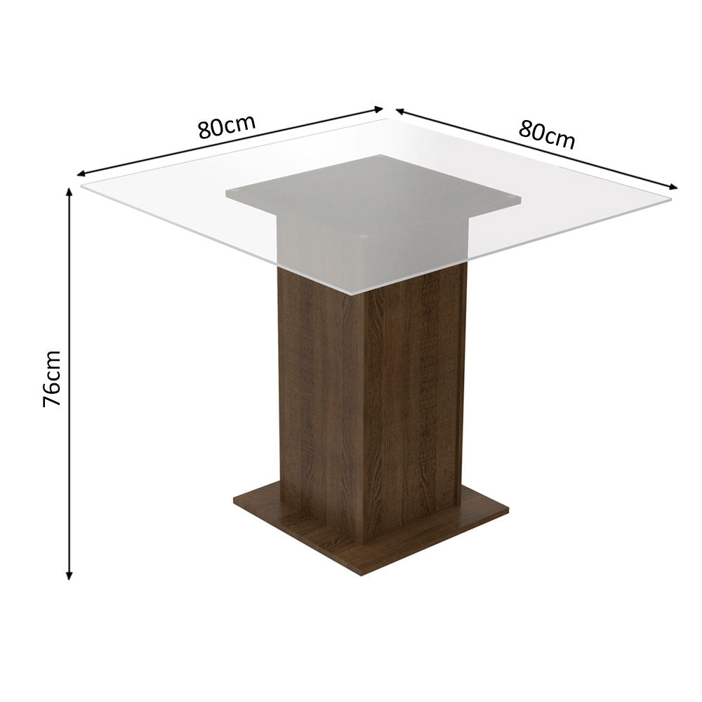 Juego de Comedor Dallas con 4 Sillas Encimera Cuadrada de Cristal Marrón/Crema/Beige