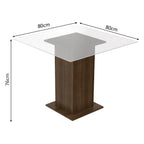 Juego de Comedor Dallas con 4 Sillas Encimera Cuadrada de Cristal Marrón/Negro Sintético