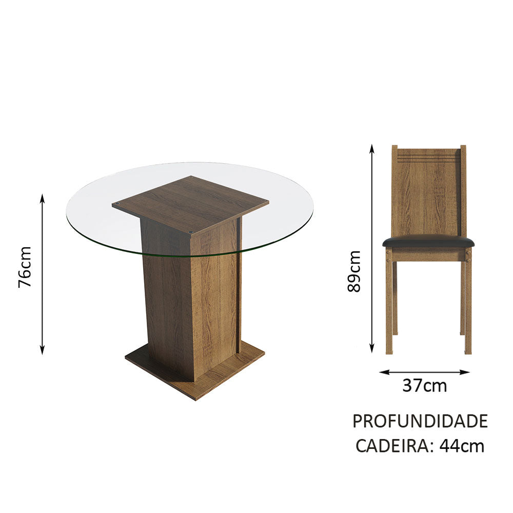 Juego de Comedor Débora con 4 Sillas - Encimera Redonda de Cristal