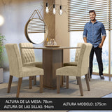 Juego de Comedor Anaju con 4 Sillas - Tablero de Madera y Cristal