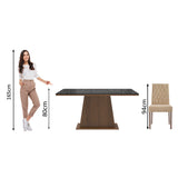 Juego de Comedor Aryeli con 4 Sillas - Tablero de Madera y Cristal