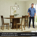Juego de Comedor Elisa con 4 Sillas Marrón/Crema/Beige