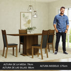 Juego de Comedor Elisa con 4 Sillas Marrón/Negro