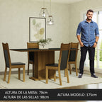 Juego de Comedor Elisa con 4 Sillas Negro/Marrón