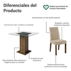 Juego de Comedor Noemi con 4 Sillas Encimera Cuadrada de Cristal Marrón/Imperial