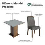 Juego de Comedor Aspen con 4 Sillas Marrón/Gris/Plateado