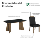 Juego de Comedor Évora con 4 Sillas Marrón/Negro/Oxford