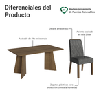 Juego de Comedor Tulum con 4 Sillas Marrón/Plateado