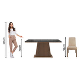 Juego de Comedor Patricia con 6 Sillas - Tablero de Madera y Cristal