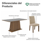 Juego de Comedor Britney con 6 Sillas Marrón/Gris/Imperial