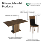 Juego de Comedor Augusta con 6 Sillas Marrón/Negro