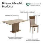 Juego de Comedor Augusta con 6 Sillas Crema/Marrón/Beige
