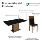 Juego de Comedor Augusta con 6 Sillas Negro/Marrón