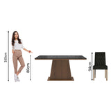 Juego de Comedor Stéfani 6 Sillas Oxford - Tablero de Madera y Cristal