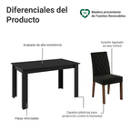 Juego de Comedor Madesa Allegro con 6 Sillas Marrón/Negro/Oxford