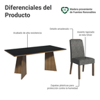Juego de Comedor Minsk con 6 Sillas Marrón/Negro/Plateado