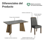Juego de Comedor Sintra con 6 Sillas - Tablero de Madera y Cristal Marrón/Gris/Plateado