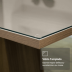 Juego de Comedor Moscou Plus con 4 Sillas - Tablero de Madera y Cubierta de Cristal