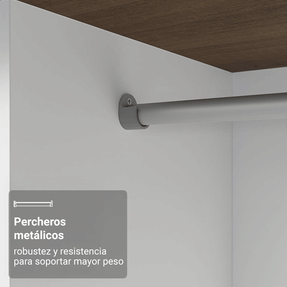 Clóset Monaco 3 Puertas Corredizas Marrón 170 cm x 205 cm x 51 cm
