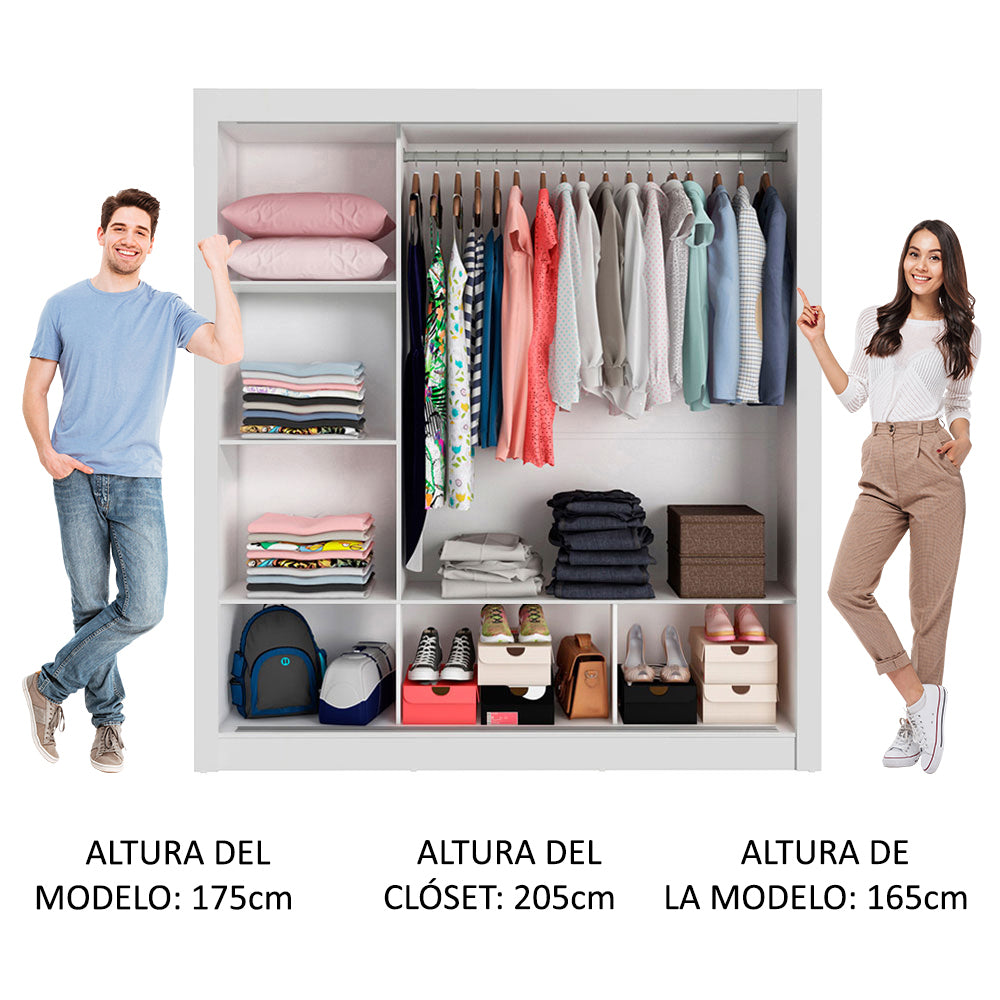 Closet Monaco 3 Puertas Corredizas 2 Espejos