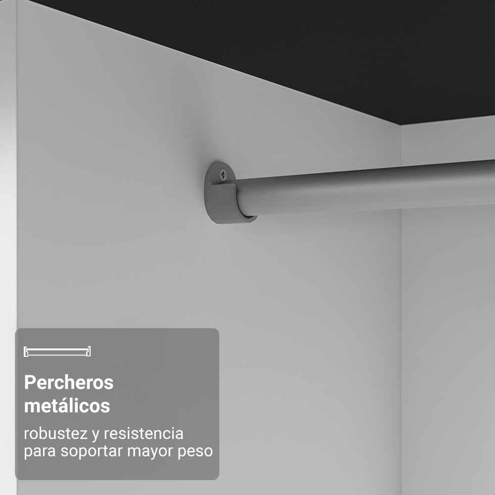 Clóset Monaco 3 Puertas Corredizas 1 Espejo Negro 170 cm x 205 cm x 51 cm