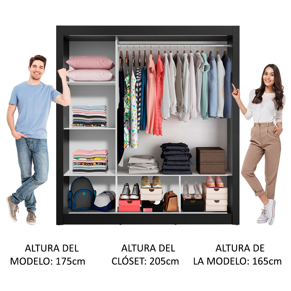 Closet Monaco 3 Puertas Corredizas 2 Espejos