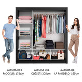 Closet Monaco 3 Puertas Corredizas 2 Espejos