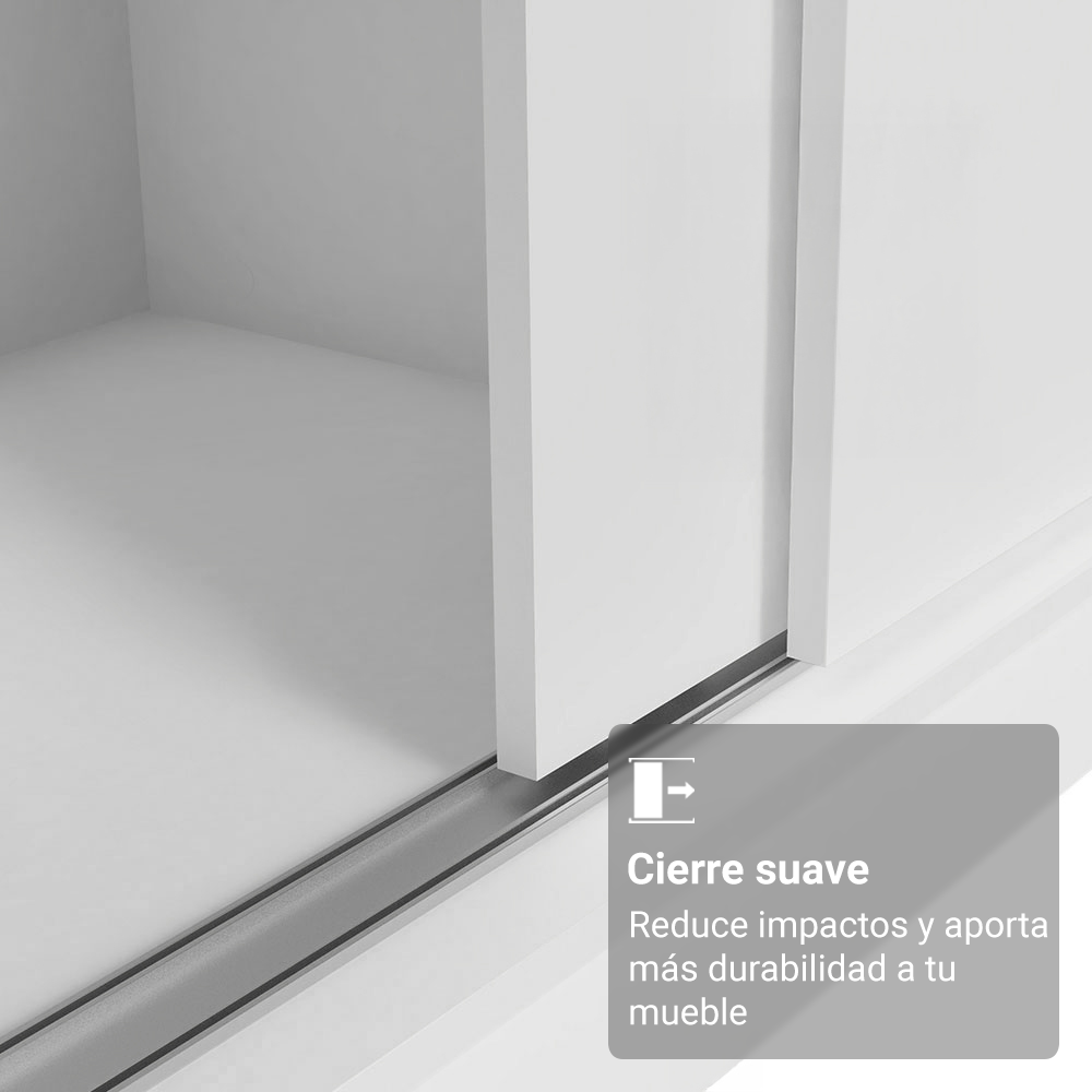 Clóset Reno 3 Puertas Corredizas 4 Cajones Blanco 180 cm x 205 cm x 54 cm