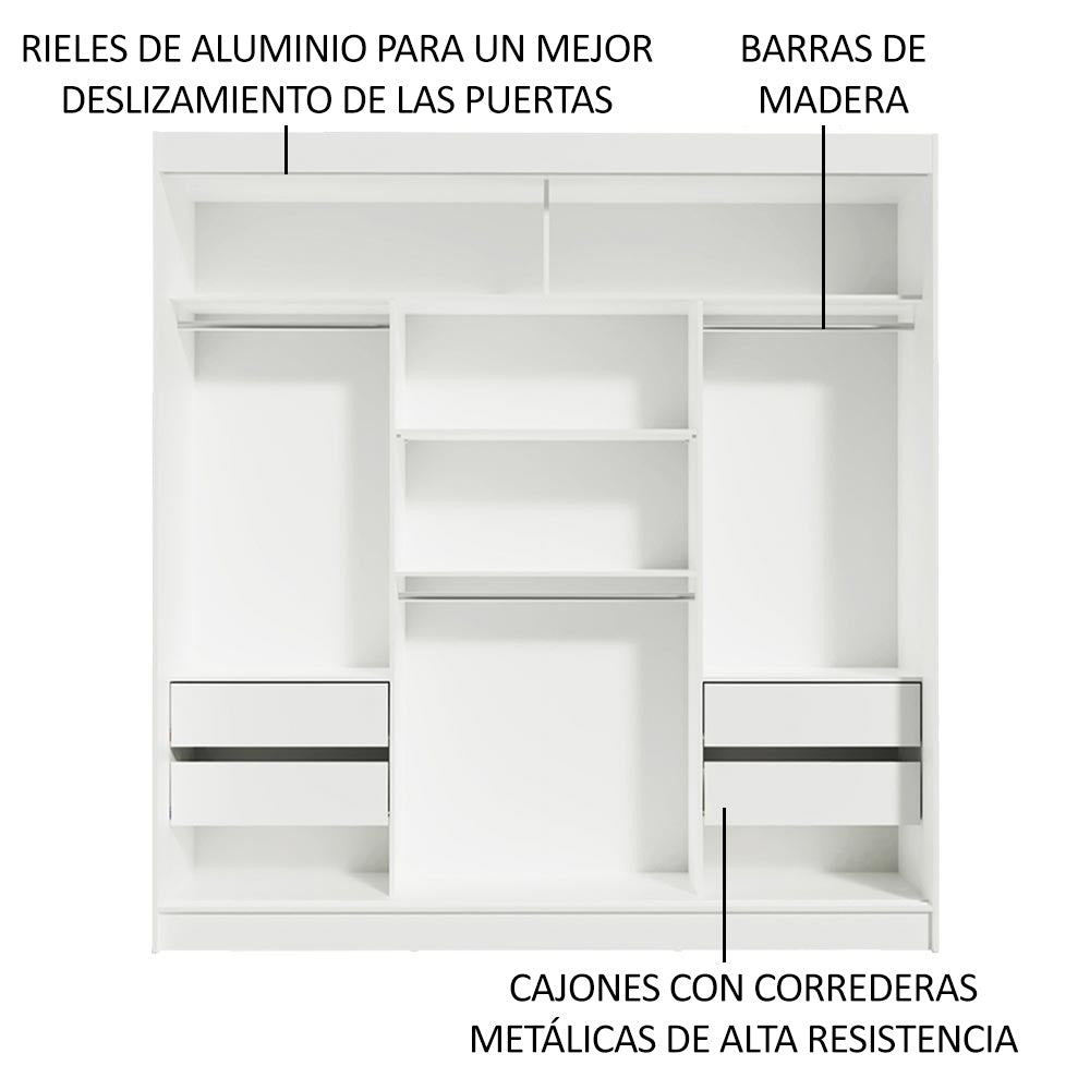 Closet Reno 3 Puertas Corredizas 2 Espejos