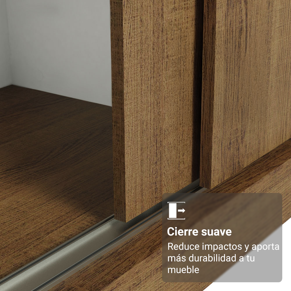 Clóset Reno 3 Puertas Corredizas con Espejos Marrón 180 cm x 205 cm x 54 cm