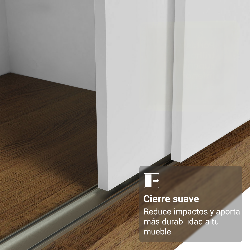 Clóset Reno 3 Puertas Corredizas 2 Espejos Marrón/Blanco 180 cm x 205 cm x 54 cm