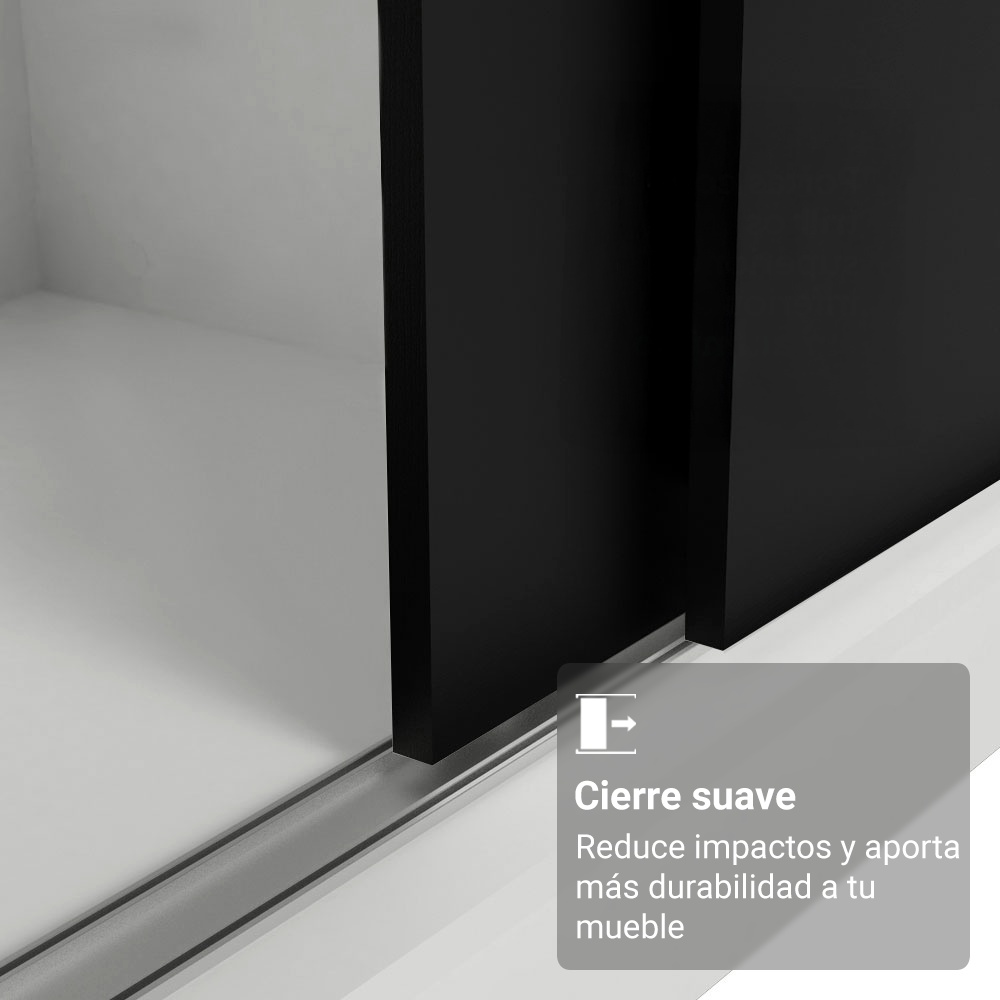Clóset Reno 3 Puertas Corredizas con Espejos Blanco/Negro 180 cm x 205 cm x 54 cm