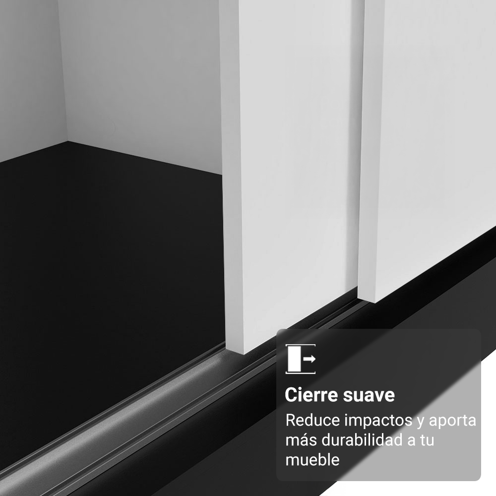 Clóset Reno 3 Puertas Corredizas 4 Cajones Negro/Blanco 180 cm x 205 cm x 54 cm