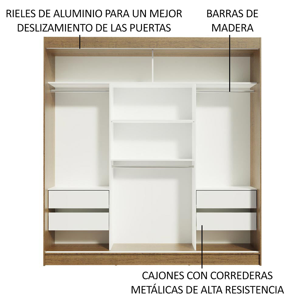 Closet Reno 3 Puertas Corredizas 2 Espejos