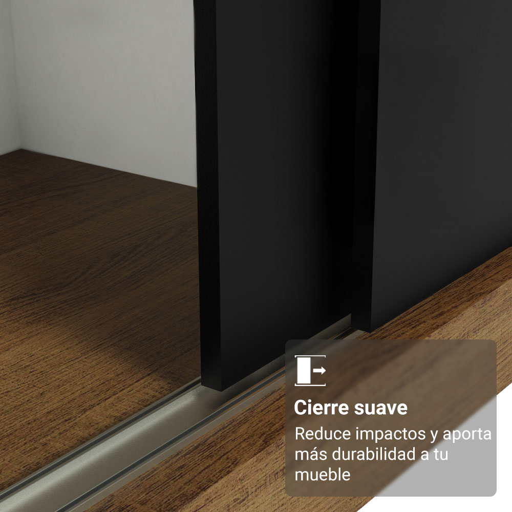 Clóset Reno 3 Puertas Corredizas 2 Espejos Marrón/Negro 180 cm x 205 cm x 54 cm