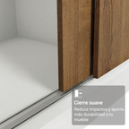 Clóset Reno 3 Puertas Corredizas 2 Espejos Blanco/Marrón 180 cm x 205 cm x 54 cm