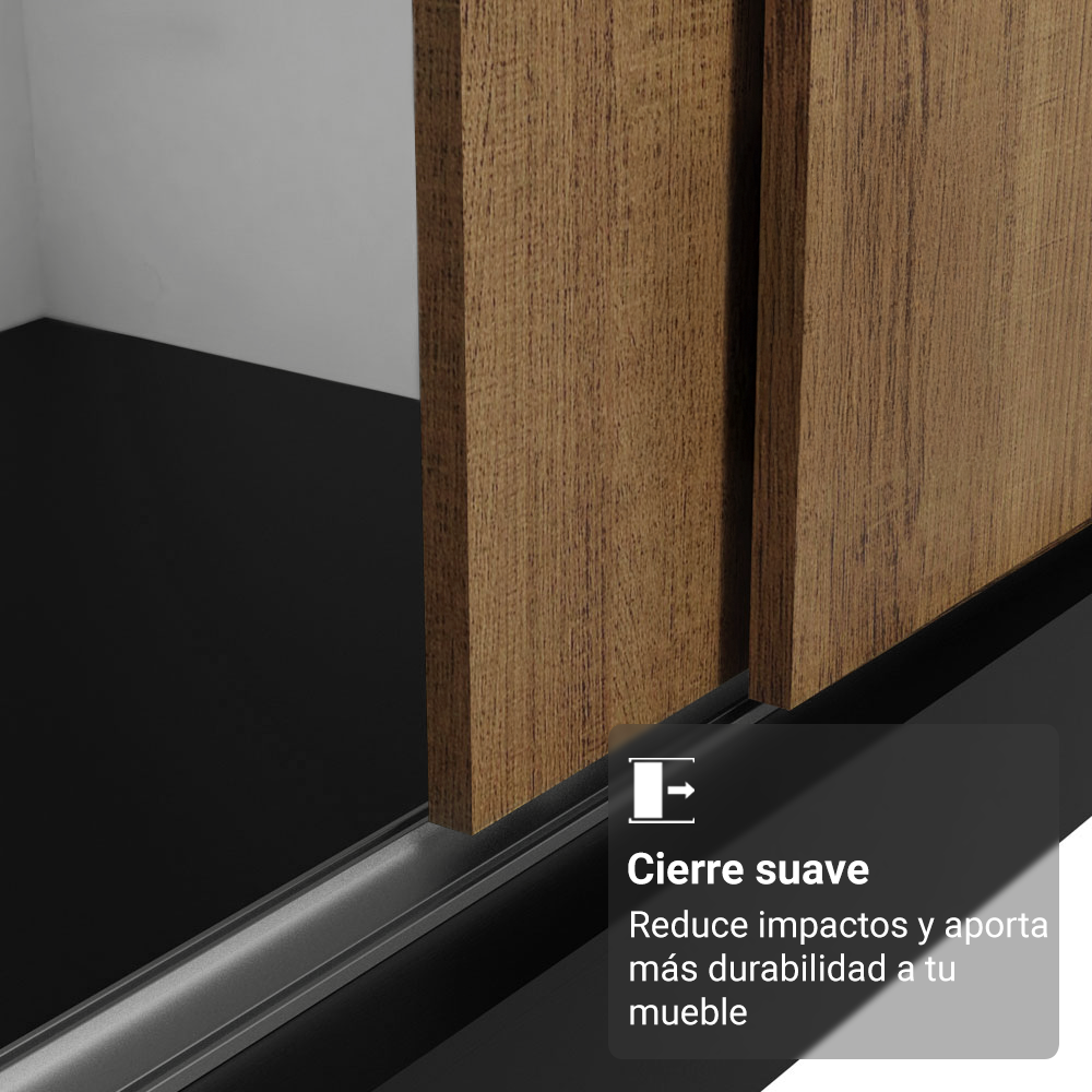Clóset Reno 3 Puertas Corredizas 2 Espejos Negro/Marrón 180 cm x 205 cm x 54 cm