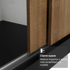 Clóset Reno 3 Puertas Corredizas 2 Espejos Negro/Marrón 180 cm x 205 cm x 54 cm