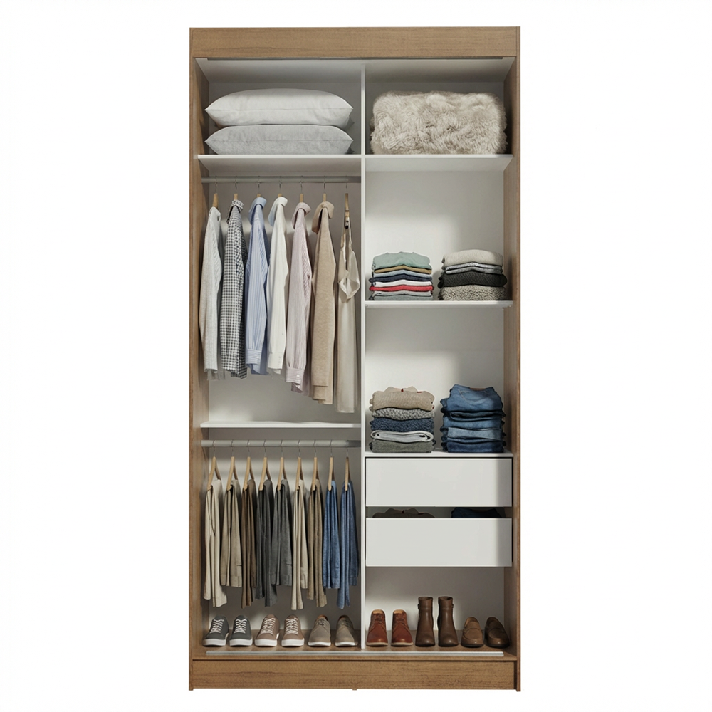 Clóset Tokio 2 Puertas Corredizas con Espejos Marrón 218 cm x 109 cm x 54 cm