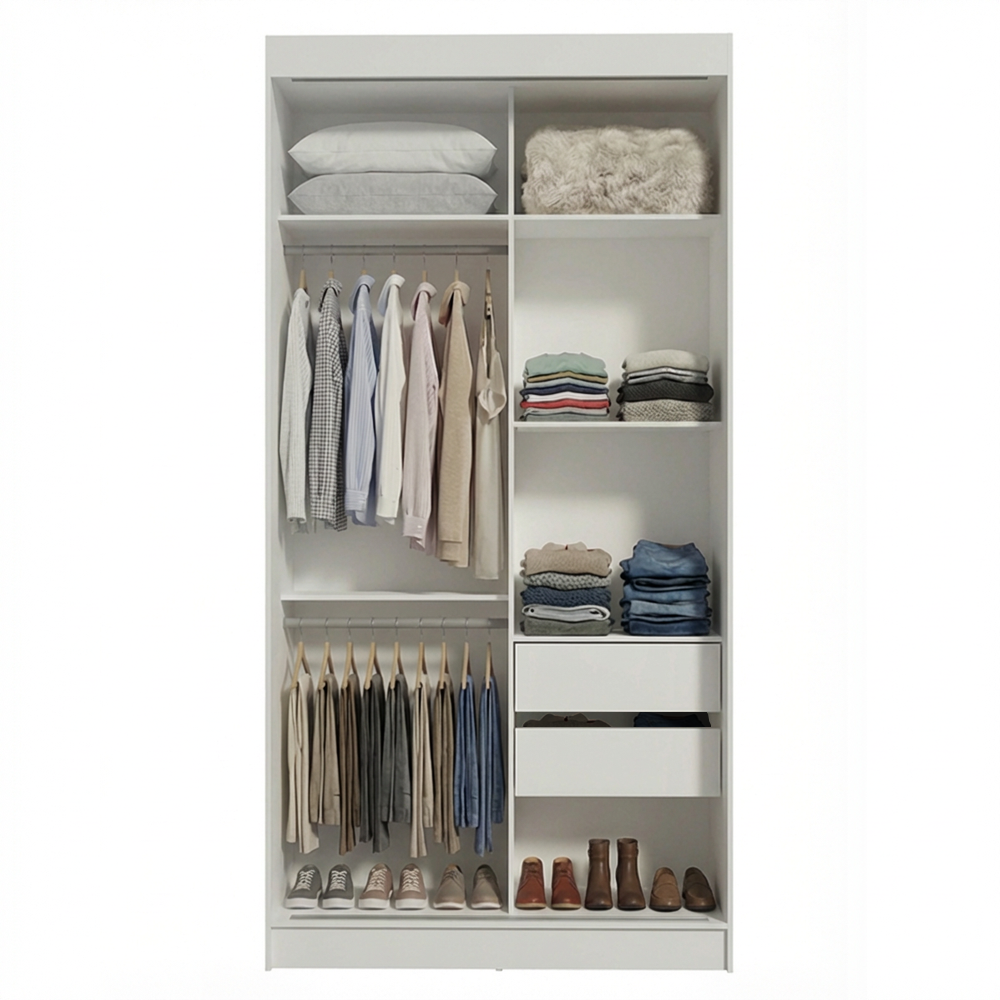Clóset Tokio 2 Puertas Corredizas 1 Espejo Blanco/Marrón 218 cm x 109 cm x 54 cm