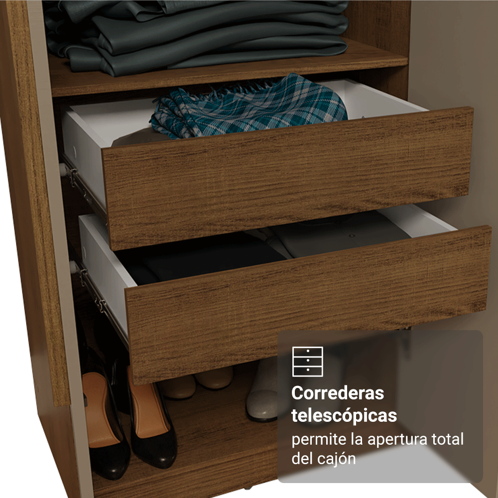 Closet Venus 6 Puertas 4 Cajones 2 Espejos MarrónCrema