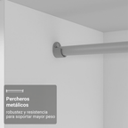 Clóset Nobre 3 Puertas Corredizas 1 Espejo Blanco 205 cm x 170 cm x 51 cm