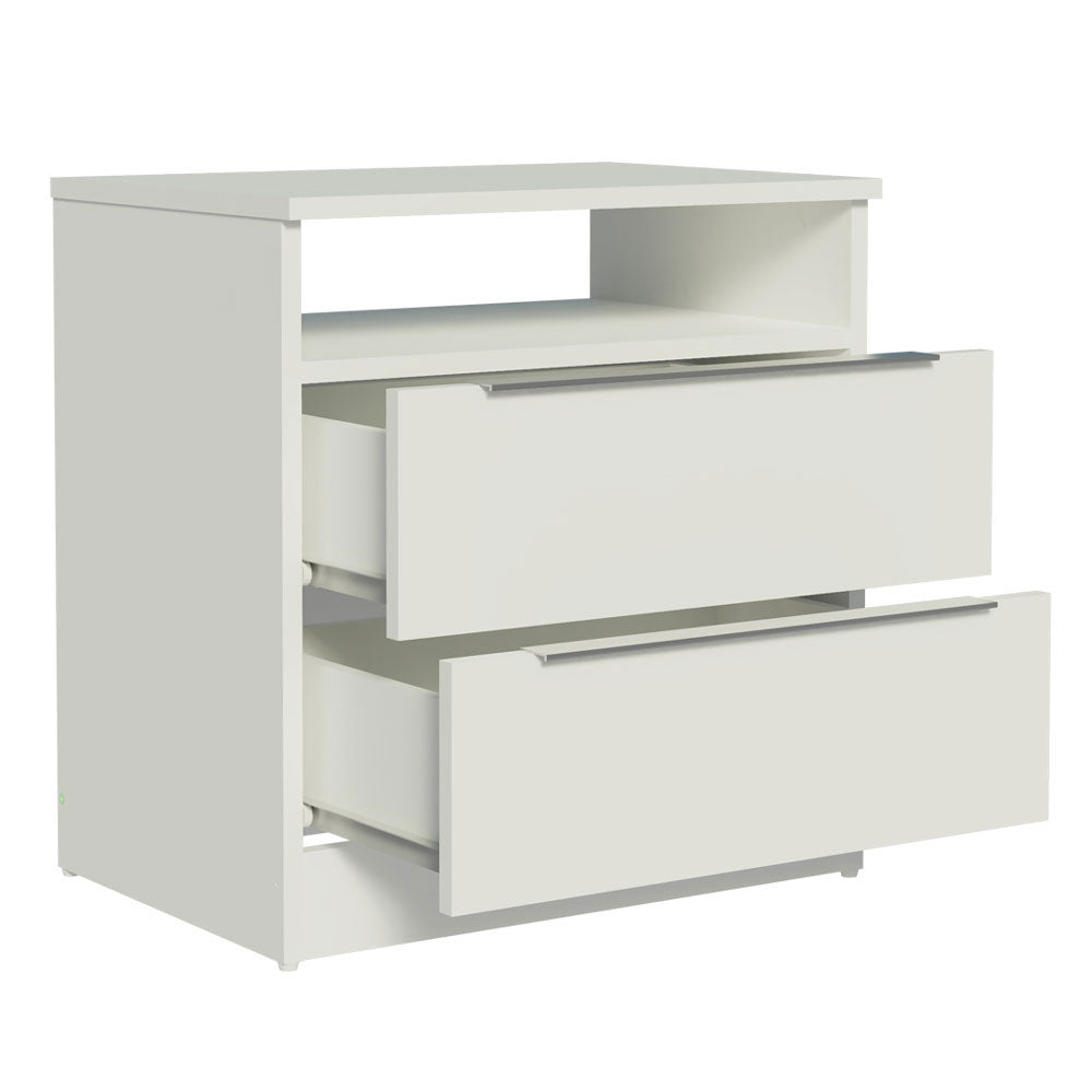 Mesa de Noche 50 cm con 2 Cajones Blanco Madesa