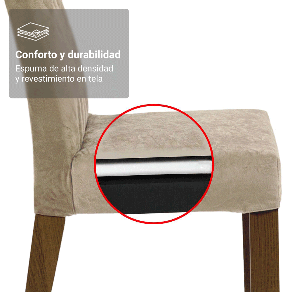 Kit 2 Sillas de Comedor Madesa 4256 con Borde Superior MarrónImperial