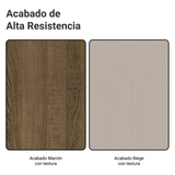 Mesa de Comedor Rectangular 6 Puestos con Tablero de Madera y Cristal