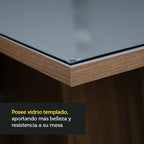 Mesa de Comedor Rectangular 6 Puestos con Tablero de Madera y Cristal Marrón/Gris Madesa